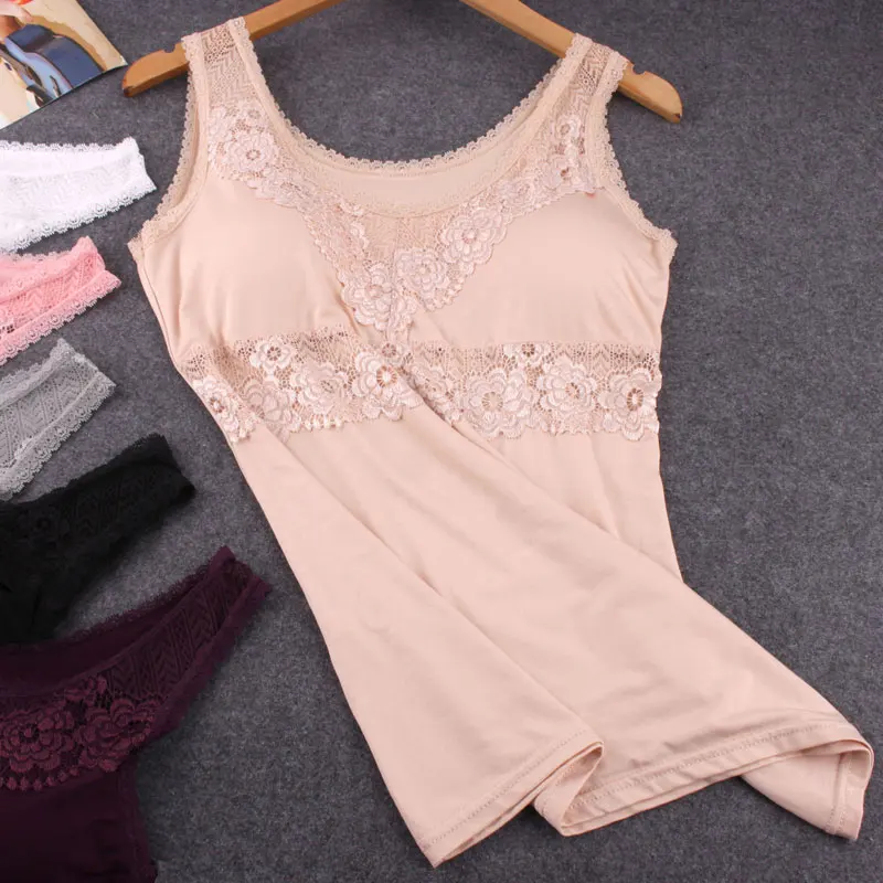 Lace shoulder belt ladies camisole sling shirt free padded long vest with black women tank top female singlet with padded Lace shoulder belt ladies camisole sling shirt free padded long vest with black women tank top female singlet with padded