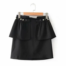 Женские летние однотонные мини-юбки с жемчужинами, модные, с высокой талией, на молнии сзади, тонкая юбка, женские сексуальные прямые юбки Saias Faldas