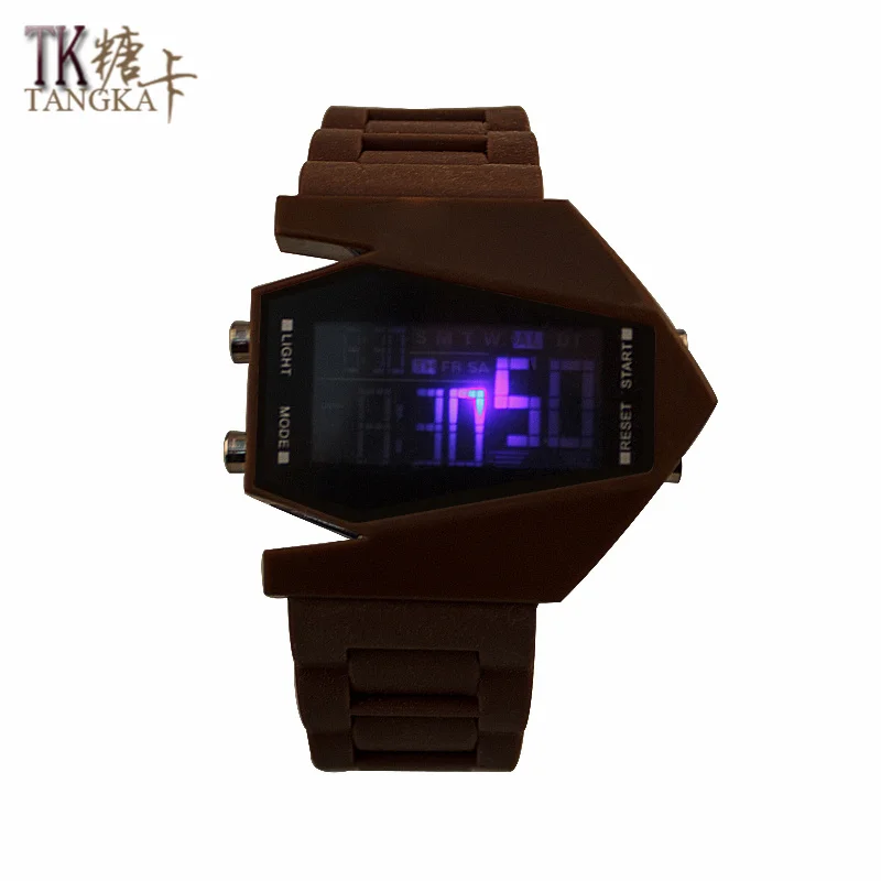 Новые модные часы для мужчин и женщин LED коричневая модель самолета креативный