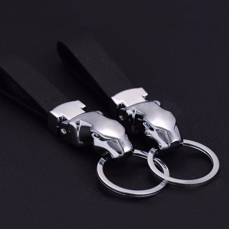 

Fashion Leather Keychain Metal Leopard Head Key Rings Key Chains Men or Women Key Holder Key Cover Auto Keyring Gifts Pendant