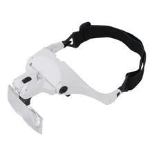 AOMEKIE очки лупа с 2LED 1.0X/1.5X/2.0X/2.5X/3.5X Сменный объектив книга чтение помощь телефон часы ремонт инструмент