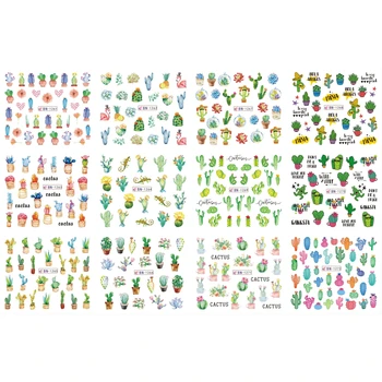 

12 PACK/ LOT WATER DECAL NAIL ART NAIL STICKER MEXICO CACTUS FIESTA POTTED PLANTS BN1261-1272