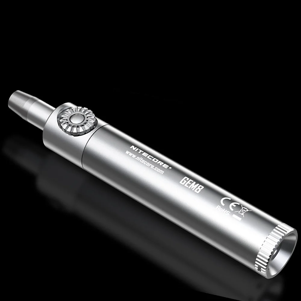 Discount Free Shipping NITECORE GEM8 Jeweler Light  500LM CREE XPLHI V3 LED Flashlight Jade Identification Torch Without Battery