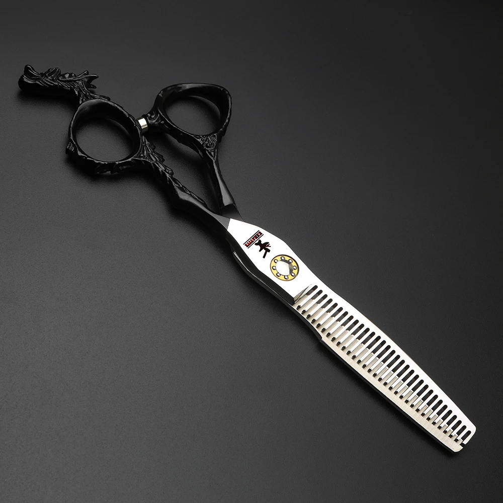 

Black hairdressing scissors Hairdressing scissors High-end hairdressing tools 6-inch cutting scissors and refining scissors