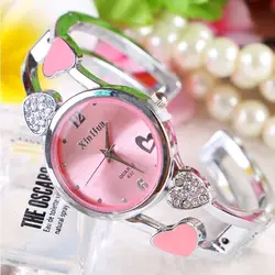 Горячая Распродажа высокого класса корейской версии сердца браслет часы Алмазный тренд линии детей девочек стол