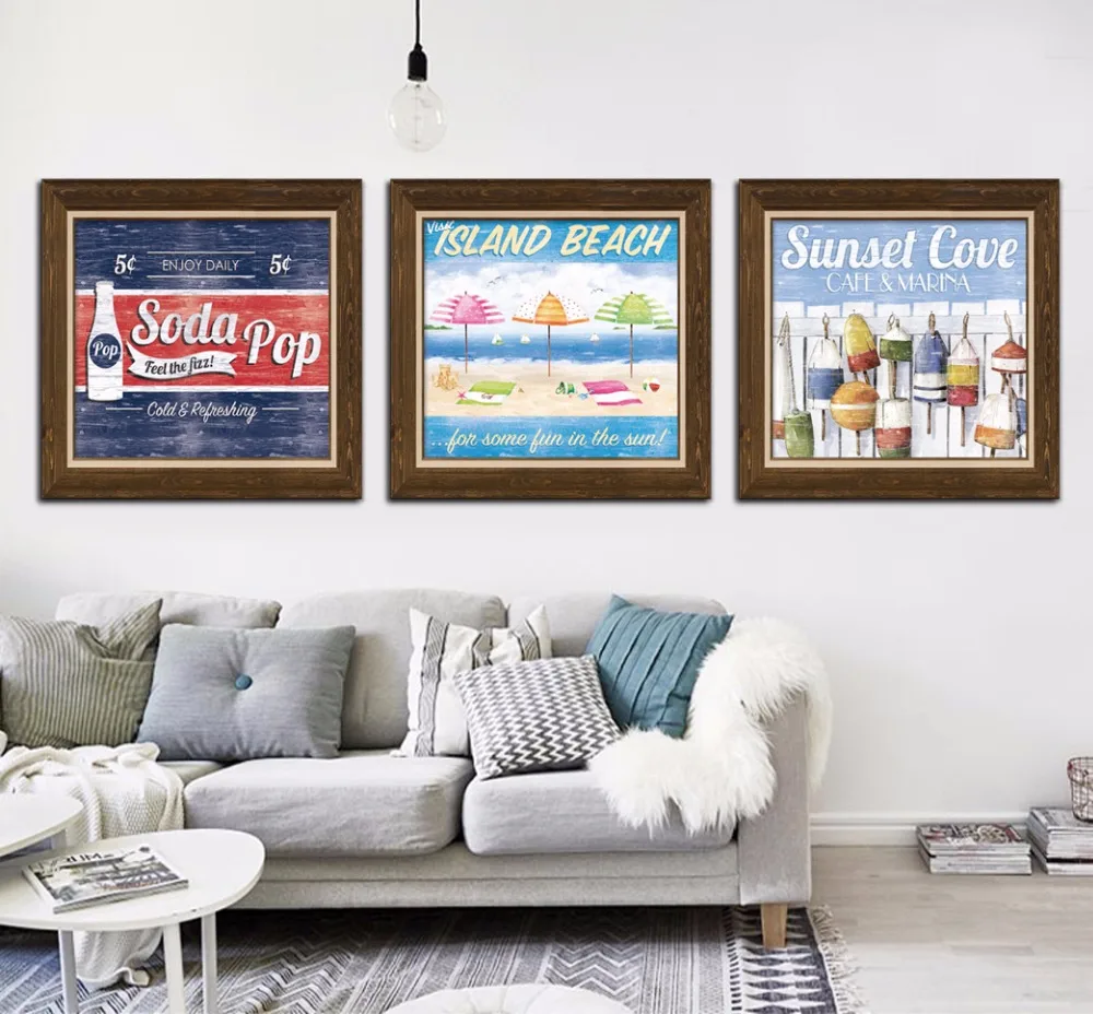 

HD Printed Canvas Poster Home Decor Modular Pictures Unframe 3 Pieces Soda Pop Island Beach Sunset Love Canvas Paintings FA432