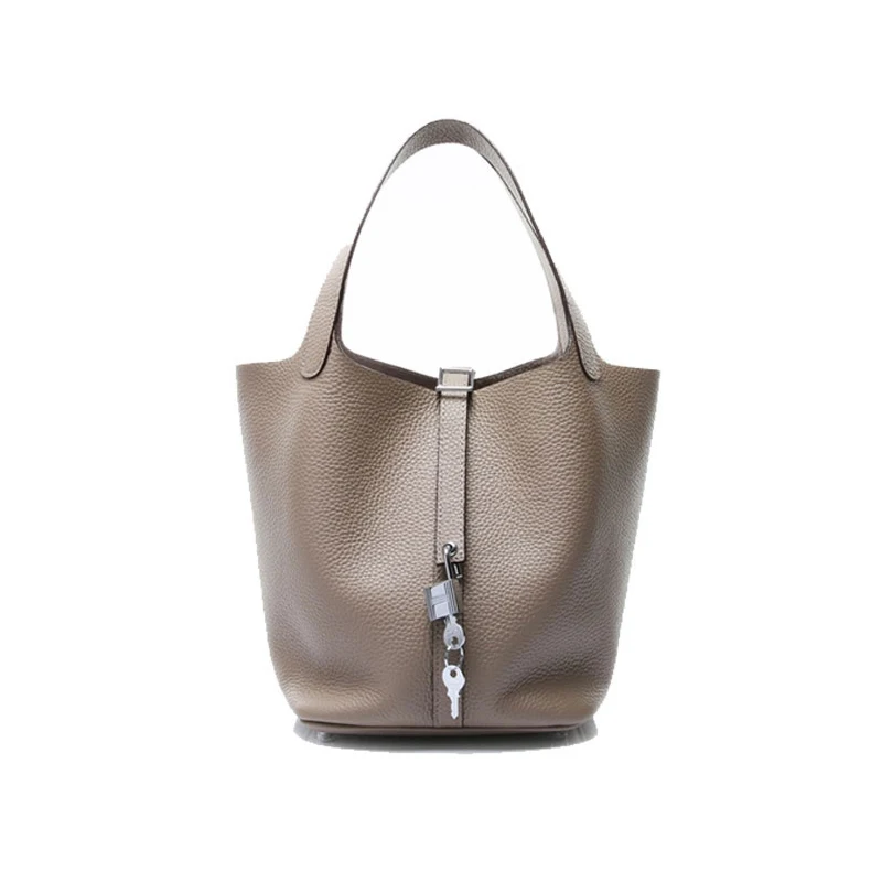 

100%Genuine Leather Bags For Women Fashion Luxury Bucket Women Cowhide Handbags Famous Brand Lady Lock Bags Female Tote 2019