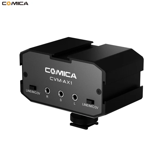 Comica CVM-AX1 Audio Mixer Adapter Universal Dual Channels Microphone Amplifier Audio Mixer 3.5mm Port for Canon Nikon DSLR