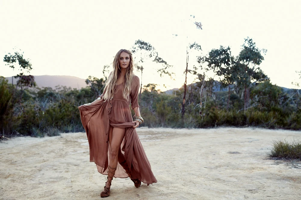 bohemian button down dress