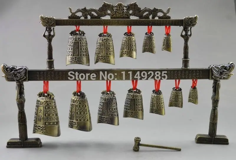 

Crafts statue Collectibles Decorated Old Copper Dragon Belle Bell Zeng-Hou-yi Chime Instrument