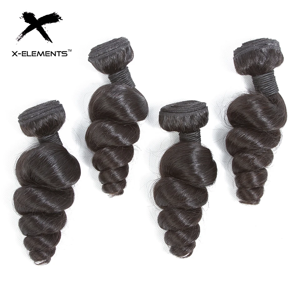 X-Elements Brazilian Loose Wave Hair 134 Bundles Deals Natural Color Human Hair Extensions 8-26 Non Remy Hair Weave Bundles (1)