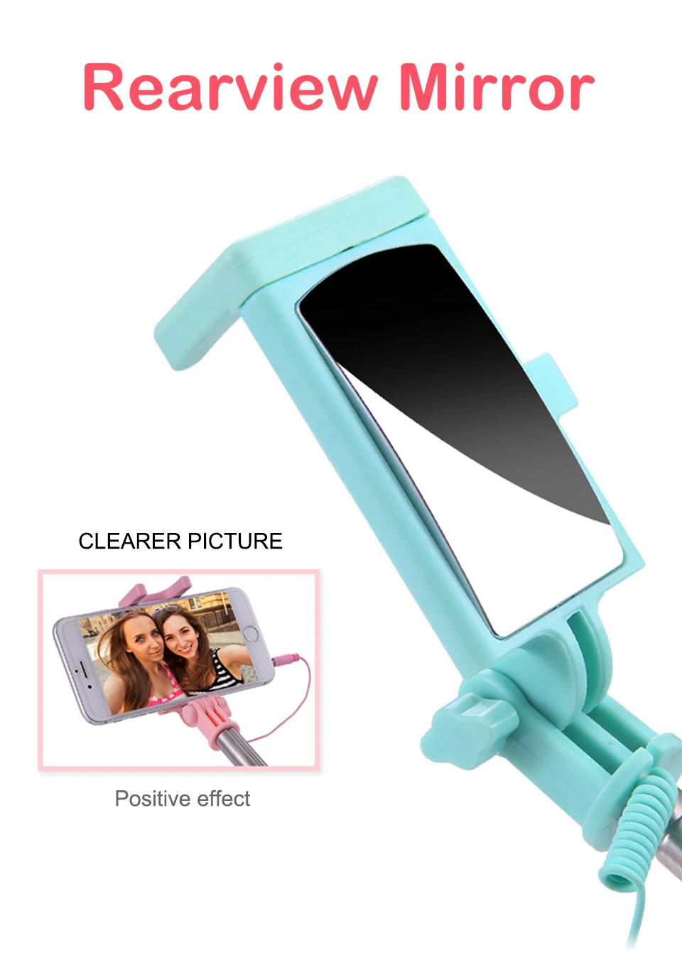 4 Color Mini Extendable Handheld Selfie Stick Stainless Steel Folding Wire Control Android Phone Handheld selfie sticks (10)