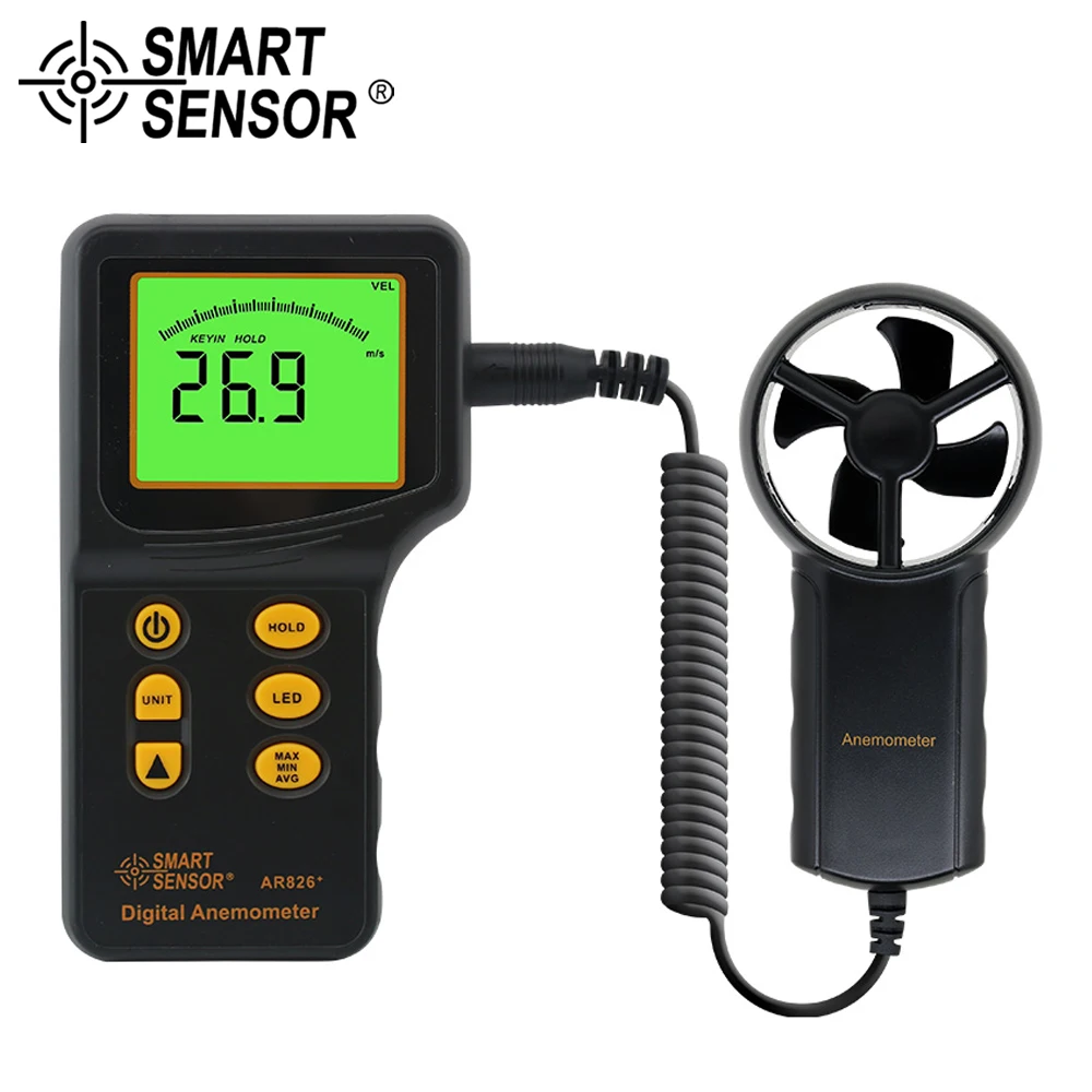 

SMART SENSOR Multifunctional Digital Anemometer Handheld Air Flow Meter Wind Speed gauge diagnostic-tool Thermometer Tester