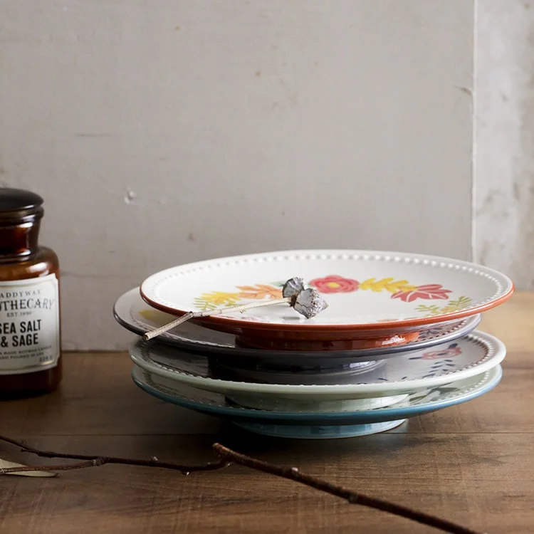 8,5 дюймов обеденные тарелки цветочный узор подглазурная керамическая фарфоровая тарелка для стейка домашняя ресторанная посуда столовая посуда