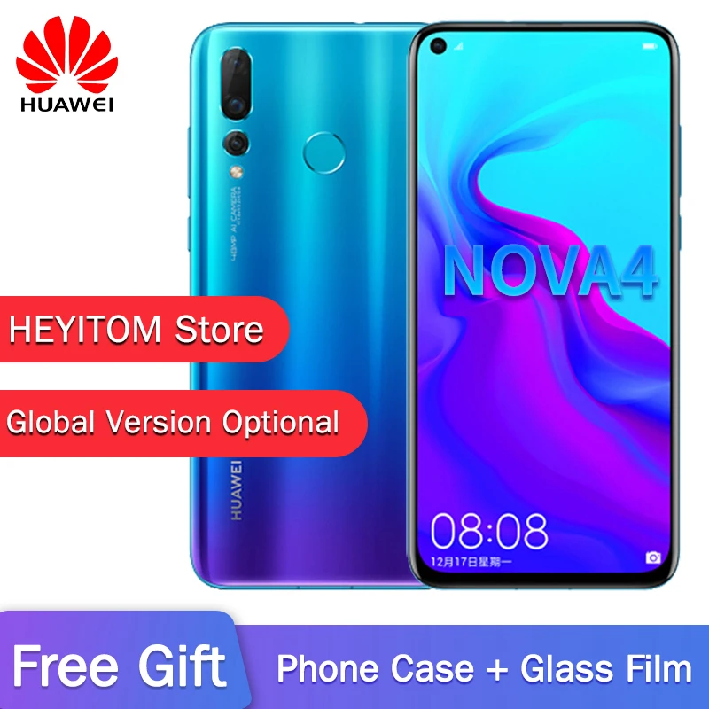 

Original HUAWEI nova 4 Smartphone Global version optional 6,4 pulgadas Pantalla 8G RAM Micro -inteligente i7 Android 9,0