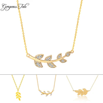 

GORGEOUS TALE Women's Jewelry Leaf Statement Necklace Chokers Necklaces Women Gold Color Maxi Collier Stainless Steell Chain BFF
