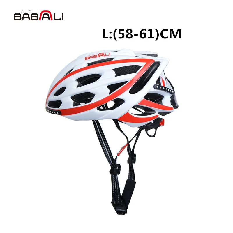 BABAALI шоссейный велосипед шлем ультралайт Световые индикаторы взрослые велосипедные шлемы 33 вентиляционные отверстия дышащие шлемы - Цвет: WHITE N RED - L