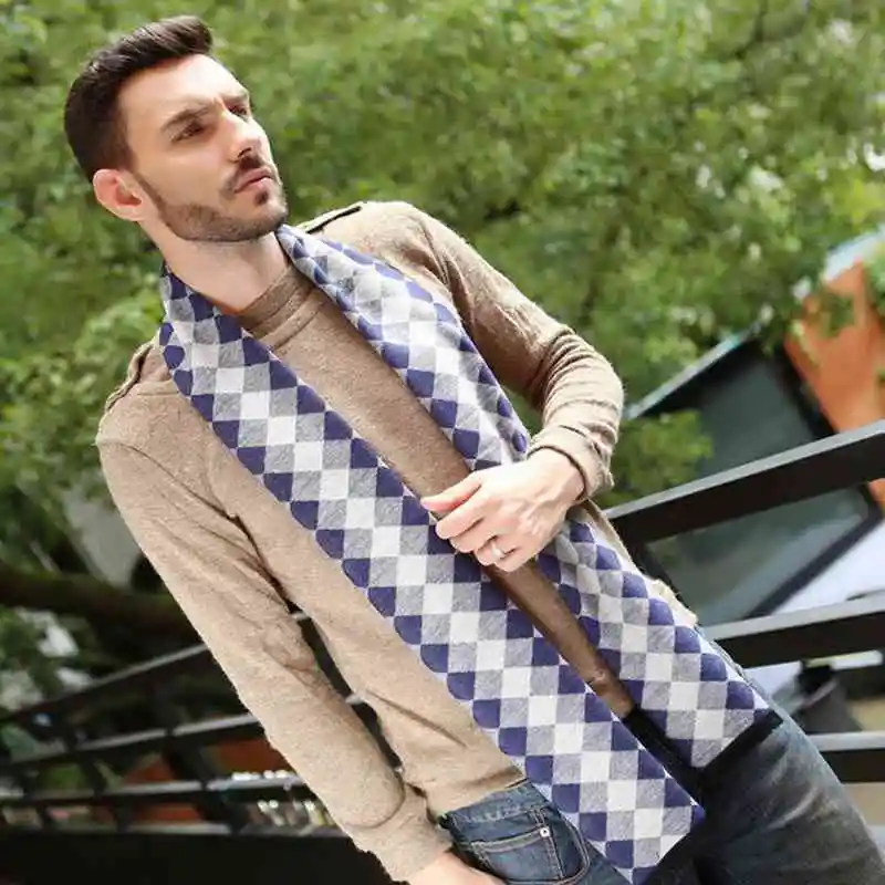 Winter England Style Colourful Plaid Bufandas Brand Men Business Scarf Cotton Rhombus font b Tartan b