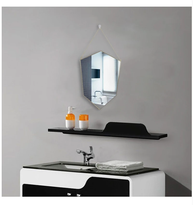 Nordic минималистский геометрическая форма свет роскошный латунный Квадратный Зеркало нерегулярные зеркало в ванной вход зеркало для макияжа подарки