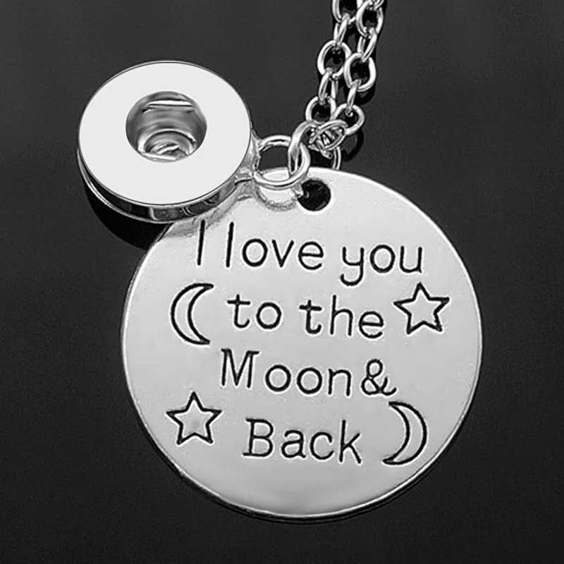 

NEW DJ0039 Charm "I love you to the moon and back"Chain Snap necklace fit DIY 12MM&18MM snap buttons jewlery wholesale