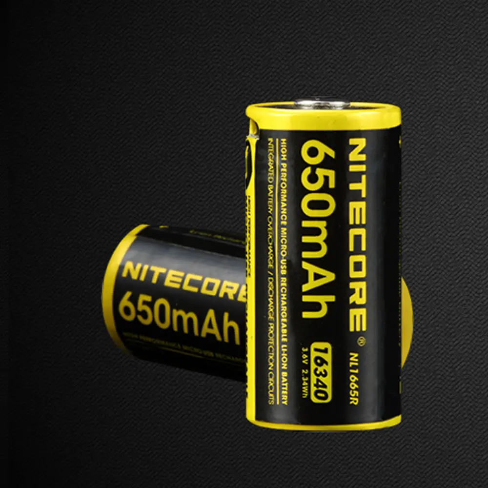 1 шт. Лучшая цена NITECORE NL1665R 650 mAh 16340 CR123 Встроенный перезаряжаемый usb порт Li Ion 3 6 V 2.34Wh