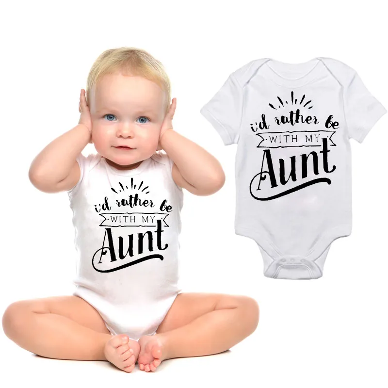 DERMSPE/комбинезон с короткими рукавами и надписью для маленьких мальчиков и девочек от 0 до 24 месяцев, комбинезон с надписью «Моя тётя», летняя детская одежда белого цвета