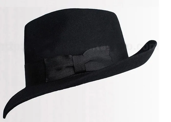 New 100% Woolen Hat Australian Wool 1:1 Michael Jackson Concert Dance Fedoras Classic Black Wide Brim Jazz Gentleman Hats