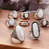 Femmes Knuckle bague ensemble opale Joint empilable moyen doigt bague bohème Vintage bijoux 8 pièces/ensemble ► Photo 2/6