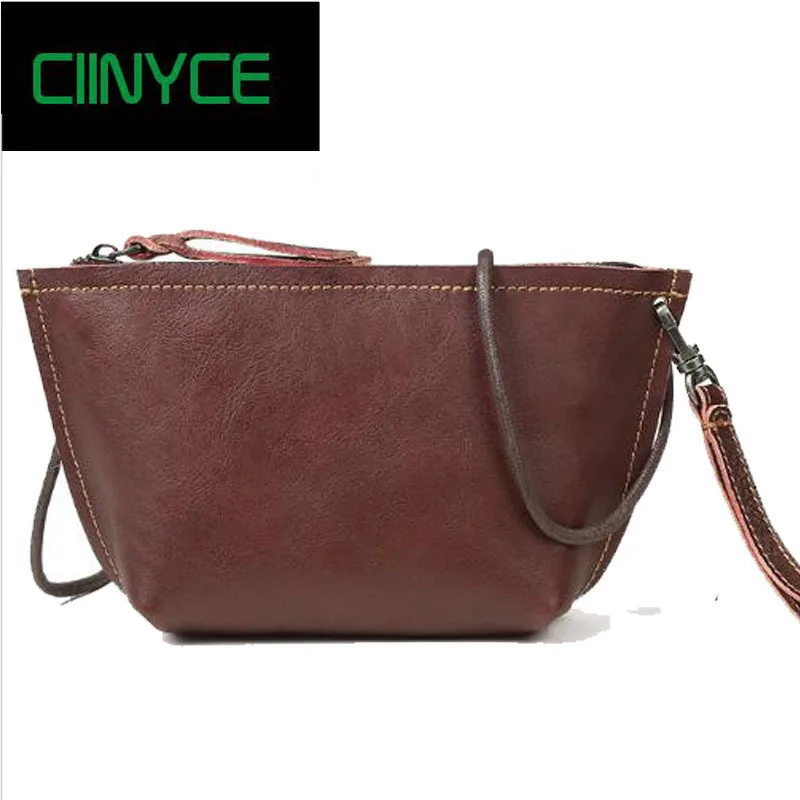 

100% Genuine Leather Fashion Women Messenger Bag Mini Shell Phone Purse Lady Crossbody Shoulder Bags Grey Handbag Quality