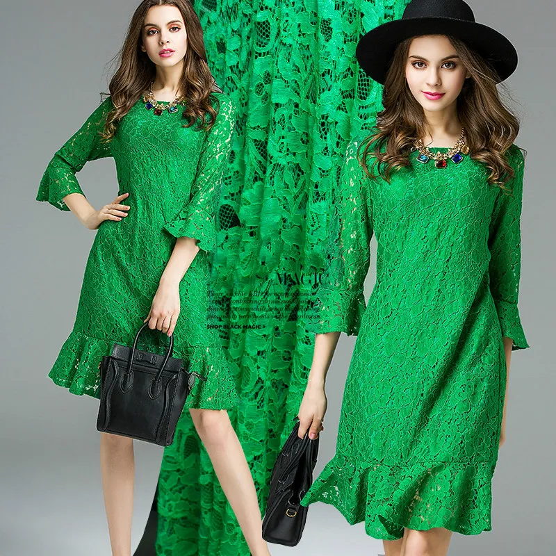 Buy 140cm wide and elegant lace bright green clothing
