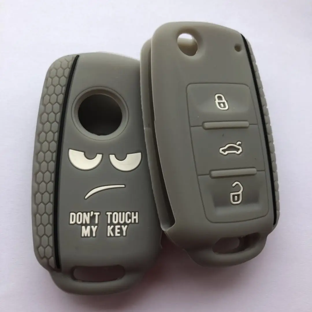 Силиконовый защитный брелок для Volkswagen Bora Beetle EOS Golf Polo Passat Scirocco для Skoda Seat Dont Touch My Key - Название цвета: gray cover