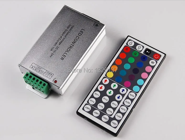 rgb IR led controller DC12~24V 12A wireless led IR controller rgb 44keys Aluminum version for ...