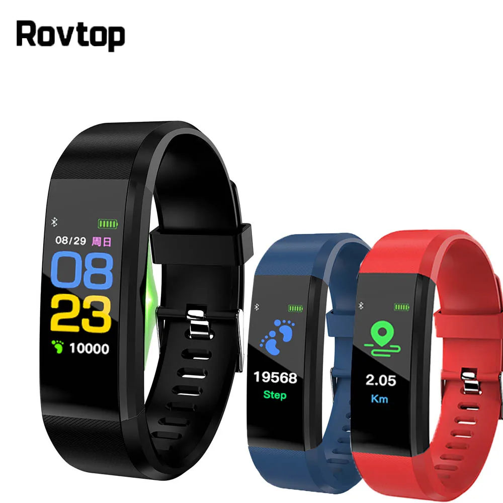 

Rovtop 115 Plus Smart Wristband Blood Pressure Watch Fitness Tracker Heart Rate Monitor Band Smart Activity Tracker Bracelet