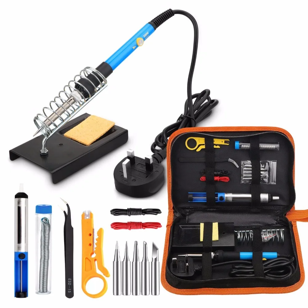 uk plug 220v 60W Adjustable Temperature Soldering Iron Kit, Welding Kit