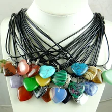 Натуральный Камень Бирюза кварц авантюрин кристалл тигровый глаз lapis Сердце Подвески для diy ювелирных изделий ожерелья Аксессуары