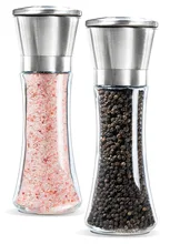 2 unids/lote sal y pimienta molino para especias vidrio delgado Cuerpo pimienta Picadoras pepperbox gadget cocina Accesorios herramienta de cocina ajo