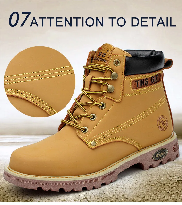 Winter Men Shoes Work Safety Boot Men Safety Shoes Military Boots Yellow Steel Toe Tactical Desert Combat Ankle Boots Footwear