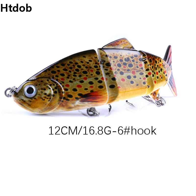 Isca de Pesca Isca de Pesca do Robalo Htdob Seções cm Swimbait do Robalo 6 Pesca Gancho Preto Tackle Wobbler Vibração Isca 4 16.8g 12 6 Esporte e Lazer