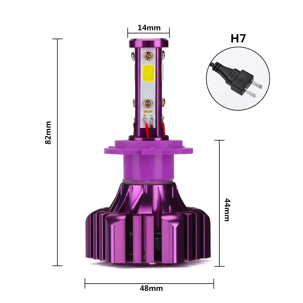 Комплект из 2 предметов, 4 стороны Автомобильный светодиодный H4 H7 H11 HB3 HB4 головной светильник 120W 12000lm автомобильный светильник 6000K высокий или низкий пучок лампы 12V Светодиодная лампа для белые лампы