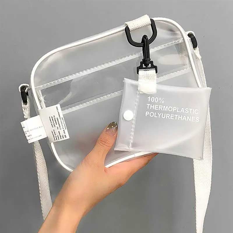Causual ПВХ прозрачный женщина сумки через плечо сумка желе маленький телефон с держатель для карт широкий бретели для нижнего белья клапаном