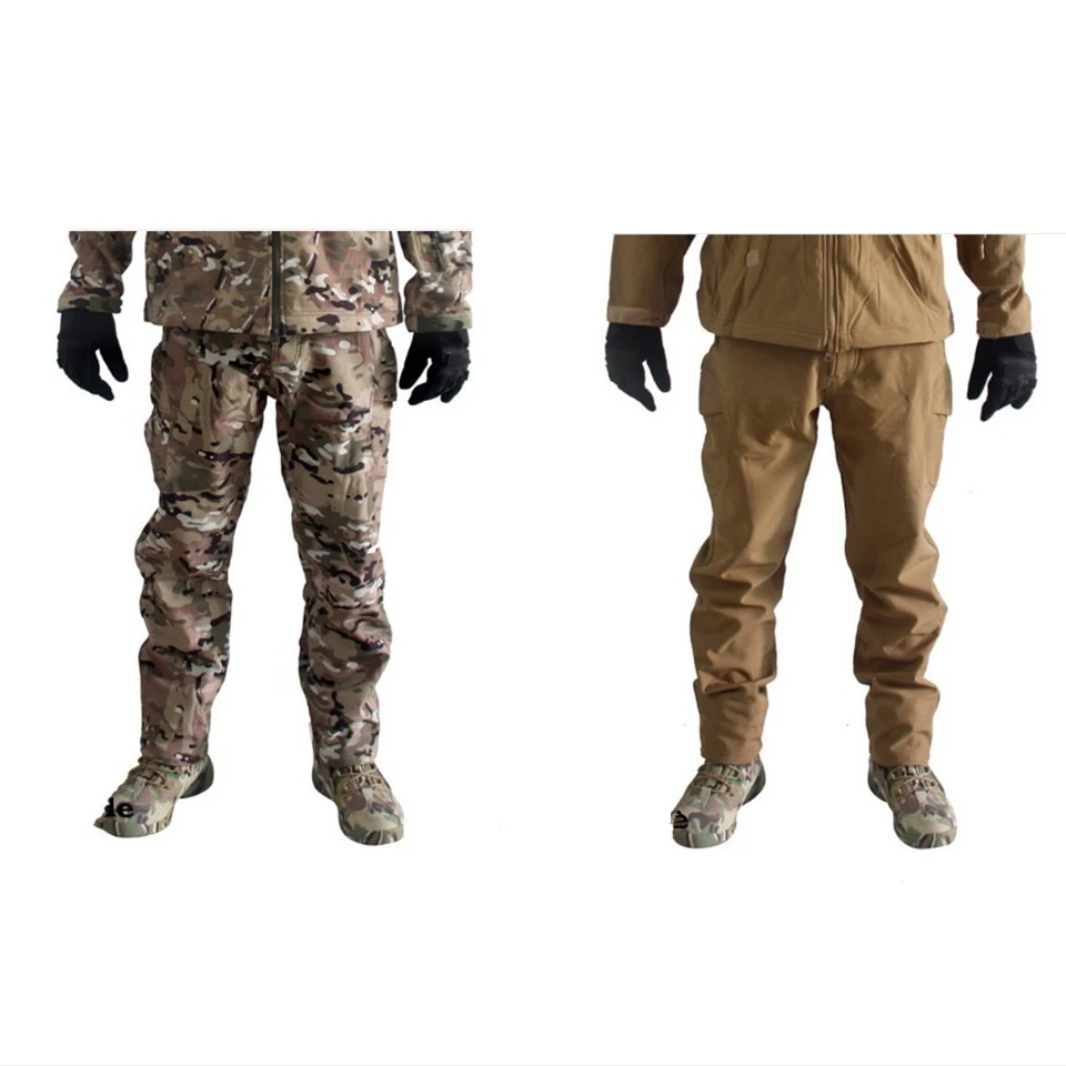 

Winter Thermal Fleece Shark Skin Softshell Outdoors Tactical Pants Military Camouflage Pants Men Army Waterproof Hunt Hike Pants