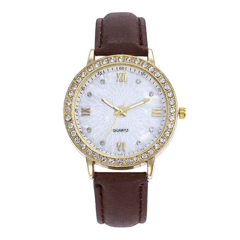 Rhinestone Women Watch Wristwatch Fashion Ladies Dress Leather Stainless Steel Sport Analog Quartz Wrist Watch Reloj mujer D27 (8)