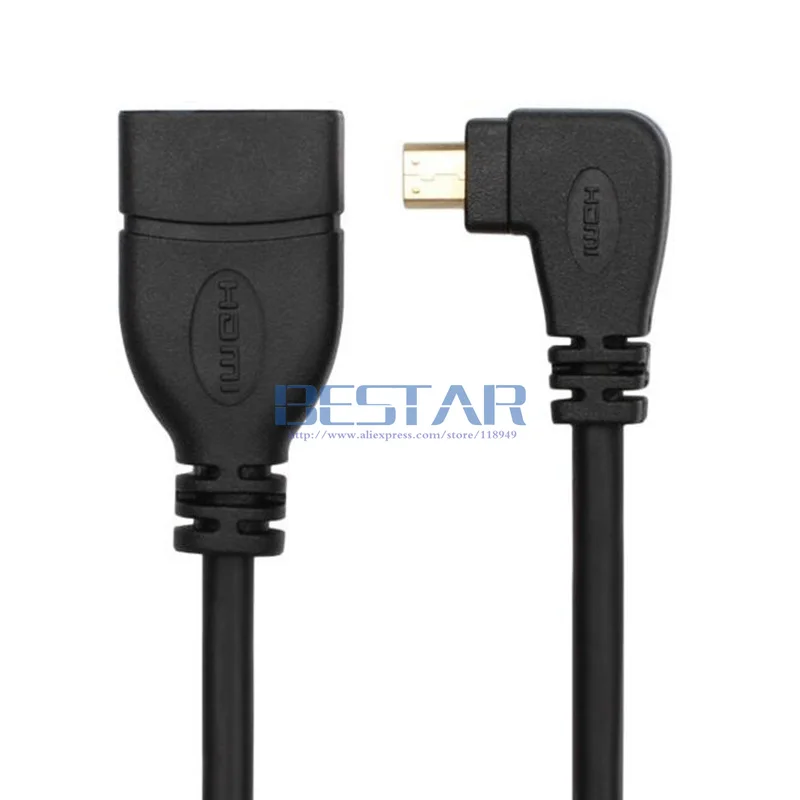 Угловой Тип D Micro HDMI к HDMI Женский Расширение Соединительный кабель 90 градусов вправо и влево под углом 15 см V1.4 адаптер конвертер - Цвет: Right Angle