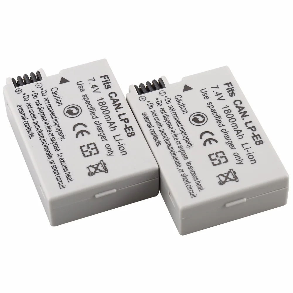 Probty 2Pcs LP E8 LP E8 LPE8 Battery For Canon 550D 600D 650D 700D