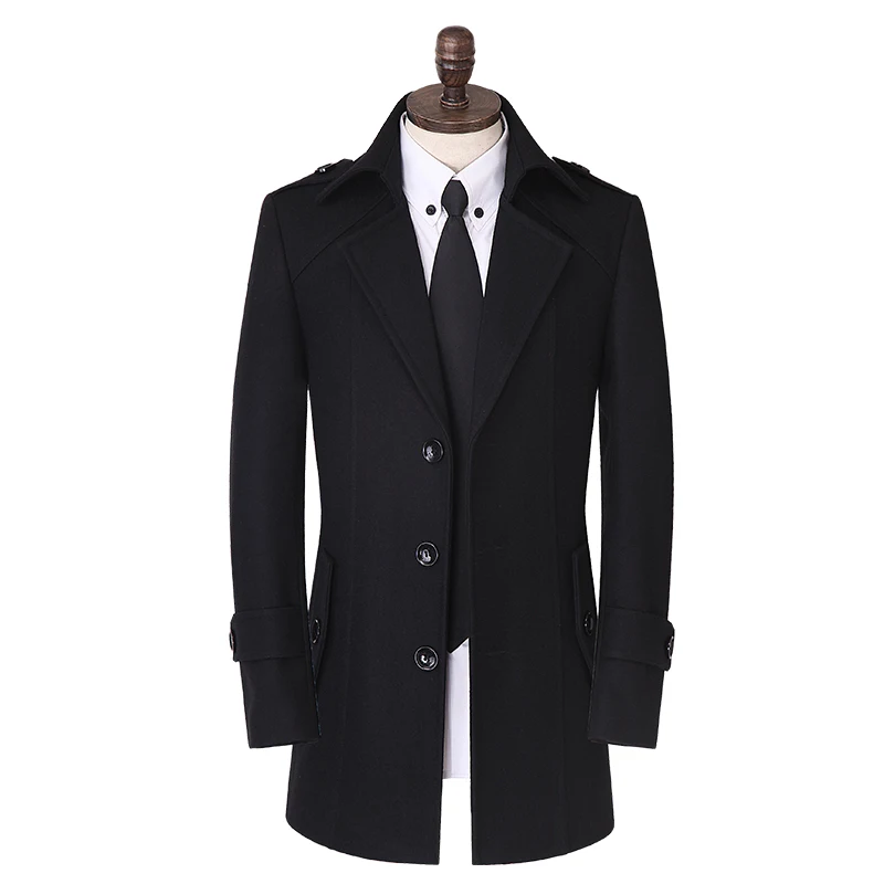 S-9XL! осенне-зимняя шерстяная тонкая однобортная куртка с отложным воротником, Теплая мужская одежда, плащ большого размера, пальто