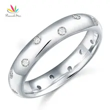 Pavo real Estrella Sólida Plata de Ley 925 Anillo de la Venda de Boda Nupcial Joyería CFR8060