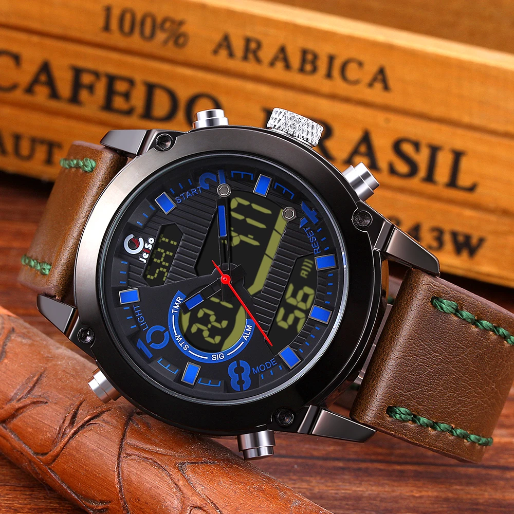 2019 Jeiso Classic Leisure Men Watch Men LED Digital Watch Waterproof Shock Proof Sports Clock Analog Quartz Women Wrist Watches