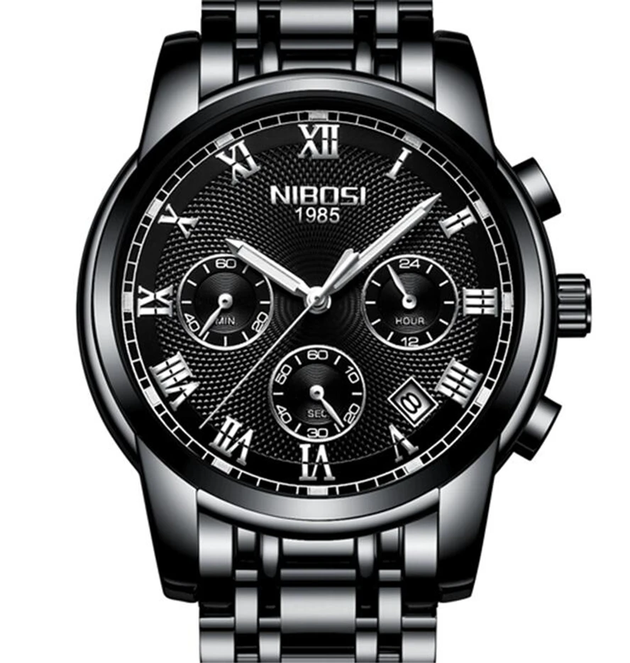 

NIBOSI Watches Men Luxury Brand Chronograph Men Sports Watches Waterproof Full Steel Quartz Men's Watch Relogio Masculino+BOX