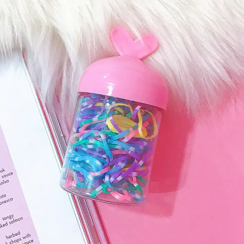 Baby Girls Elastic Rubber Band Sweet Macaron Candy Color Hair Ropes Colorful Mini Ponytail Holder Tie Gums Rings With Clear Box