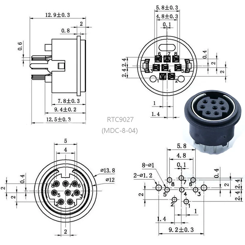 10 шт./лот 8 Pin Mini DIN гнездовой разъем 8Pin DIN мини джек PS2 мини круговой DIN терминал шасси